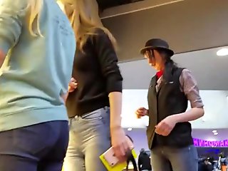 Hot girl's ass in tight jeans